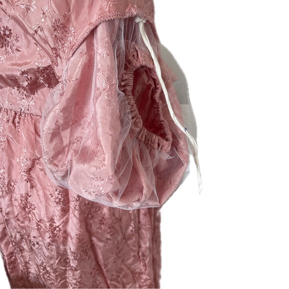 Vintage 80s NuMode Pink Floral Wrap Top Puff Sleeve Maxi Party Dress UK 12 US Sm - Picture 10 of 12